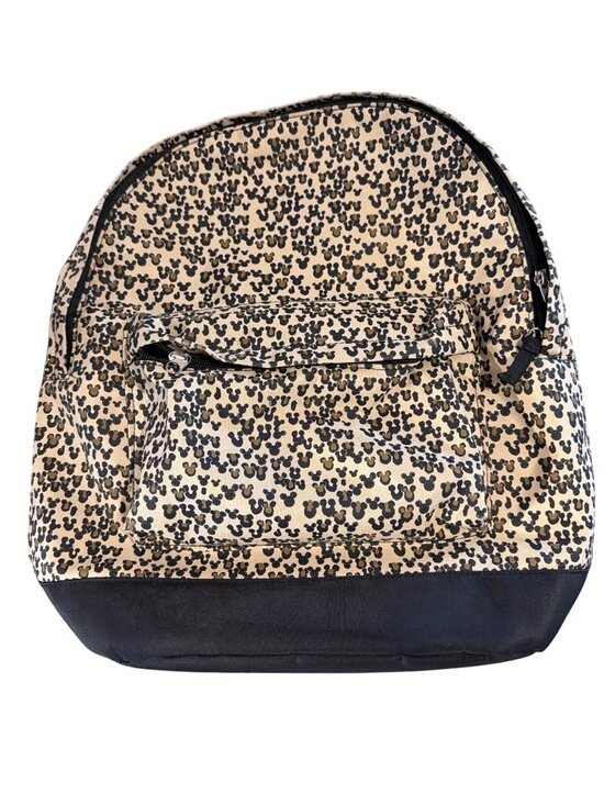 Disney Handbags - Disney Park Hidden Mickey Mouse Leopard Print Backpack Front Pocket Bookbag RARE
